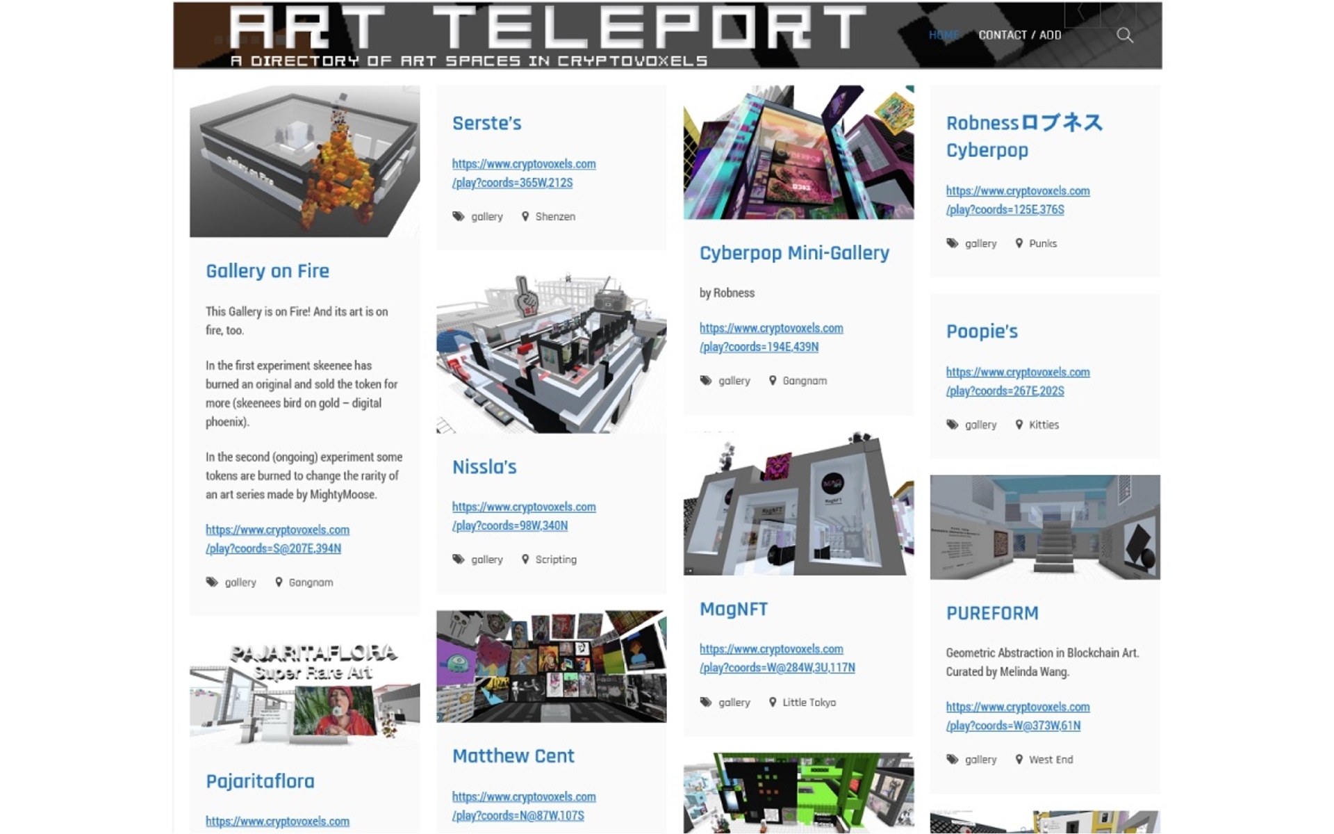 ART TELEPORT hosting CryptoVoxels galleries